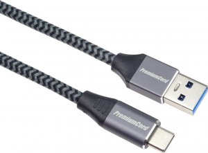 Kabel USB PremiumCord USB-A - USB-C 1 m Czarno-szary (ku31cs1) 1