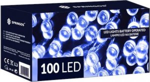 Lampki choinkowe Springos 100 Led na baterie niebieskie z programatorem Uniwersalny 3