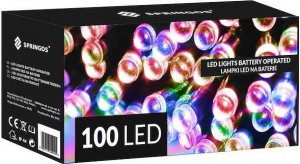 Lampki choinkowe Springos 100 Led na baterie multikolor z programatorem Uniwersalny 9