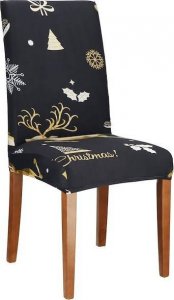 Springos Pokrowiec na krzesło elastyczny świąteczny czarny UNIWERSALNY 1