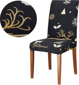 Springos Pokrowiec na krzesło elastyczny świąteczny czarny UNIWERSALNY 13