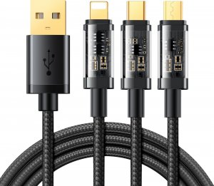 Kabel USB Joyroom USB-A - USB-C + microUSB + Lightning 1.2 m Czarny (JYR554) 1