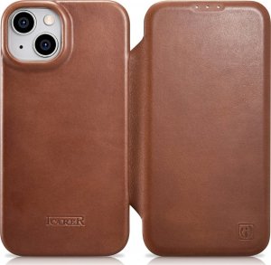 iCarer iCarer CE Oil Wax Premium Leather Folio Case skórzane etui iPhone 14 Plus z klapką magnetyczne MagSafe brązowy (AKI14220707-BN) 1