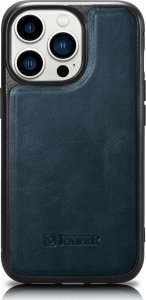 iCarer iCarer Leather Oil Wax etui pokryte naturalną skórą do iPhone 14 Pro (kompatybilne z MagSafe) niebieski (WMI14220718-BU) 1