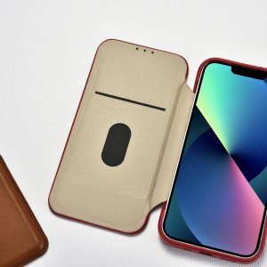 iCarer CE Oil Wax Premium Leather Folio Case skórzane etui iPhone 14 Plus z klapką magnetyczne MagSafe czerwony (AKI14220707-RD) 15