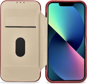 iCarer CE Oil Wax Premium Leather Folio Case skórzane etui iPhone 14 Plus z klapką magnetyczne MagSafe czerwony (AKI14220707-RD) 17
