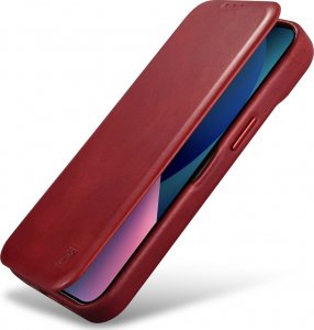 iCarer CE Oil Wax Premium Leather Folio Case skórzane etui iPhone 14 Plus z klapką magnetyczne MagSafe czerwony (AKI14220707-RD) 24