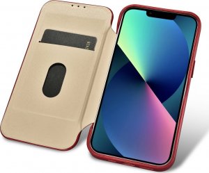 iCarer CE Oil Wax Premium Leather Folio Case skórzane etui iPhone 14 Plus z klapką magnetyczne MagSafe czerwony (AKI14220707-RD) 27
