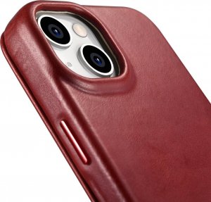 iCarer CE Oil Wax Premium Leather Folio Case skórzane etui iPhone 14 Plus z klapką magnetyczne MagSafe czerwony (AKI14220707-RD) 31