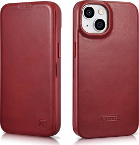 iCarer CE Oil Wax Premium Leather Folio Case skórzane etui iPhone 14 Plus z klapką magnetyczne MagSafe czerwony (AKI14220707-RD) 5