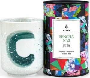 Moya Matcha ZESTAW HERBATA ZIELONA SENCHA JAPOŃSKA BIO 60 g & KUBEK CERAMICZNY KANA - MOYA MATCHA 1