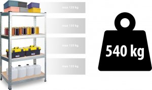 Plonos Regał metalowy magazynowy 150 x 75 x 30 470000 10