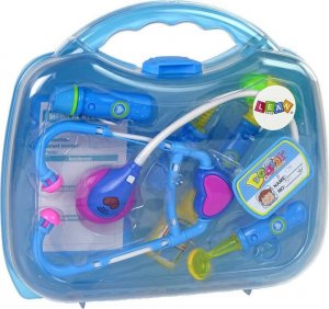 LeanToys Zestaw Lekarski Przyrządy na Baterie Walizka Niebieska 3