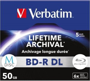 Odtwarzacz Blu-ray Verbatim 1x5 Verbatim M-Disc BD-R Blu-Ray 50GB 6x Speed, Jewel Case 1