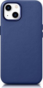 iCarer iCarer Case Leather pokrowiec etui z naturalnej skóry do iPhone 14 niebieski (WMI14220705-BU) (kompatybilne z MagSafe) 1