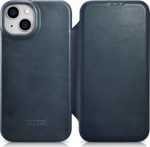 iCarer iCarer CE Oil Wax Premium Leather Folio Case skórzane etui iPhone 14 z klapką magnetyczne MagSafe niebieski (AKI14220705-BU) 1