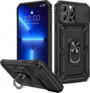 Alogy Alogy Etui na telefon obudowa z osłoną aparatu Camshield Stand Ring do Poco M4 Pro 4G/LTE czarne uniwersalny 12