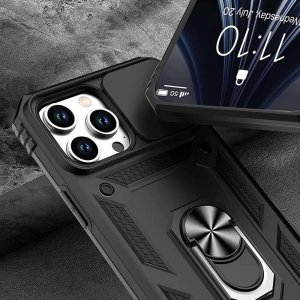 Alogy Alogy Etui na telefon obudowa z osłoną aparatu Camshield Stand Ring do Poco M4 Pro 4G/LTE czarne uniwersalny 3