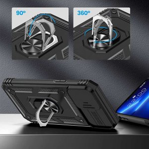 Alogy Alogy Etui na telefon obudowa z osłoną aparatu Camshield Stand Ring do Poco M4 Pro 4G/LTE czarne uniwersalny 7