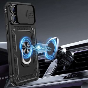 Alogy Alogy Etui na telefon obudowa z osłoną aparatu Camshield Stand Ring do Poco M4 Pro 4G/LTE czarne uniwersalny 8