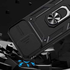 Alogy Alogy Etui na telefon obudowa z osłoną aparatu Camshield Stand Ring do Poco M4 Pro 4G/LTE czarne uniwersalny 9