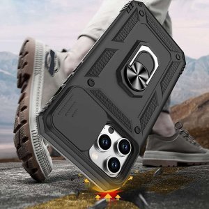 Alogy Alogy Etui na telefon obudowa z osłoną aparatu Camshield Stand Ring do Poco M4 Pro 4G/LTE czarne uniwersalny 10