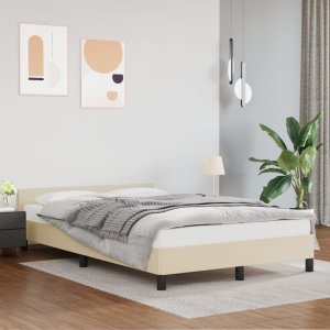 vidaXL vidaXL Rama łóżka z zagłówkiem, kremowa, 120x200 cm, sztuczna skóra 1