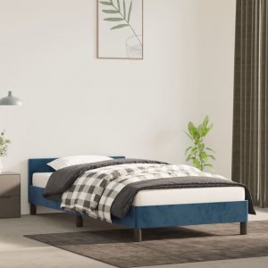 vidaXL vidaXL Rama łóżka z zagłówkiem, ciemnoniebieska, 90x200 cm, aksamitna 1
