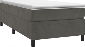 vidaXL vidaXL Łóżko kontynentalne, ciemnoszare, obite aksamitem, 90x200 cm 3