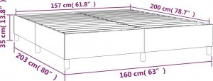vidaXL vidaXL Łóżko kontynentalne, jasnoszare, 160x200 cm, obite aksamitem 9