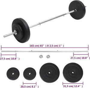vidaXL vidaXL Sztanga z zestawem obciążeń, 30 kg 5