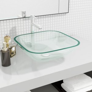 Umywalka vidaXL vidaXL Umywalka z bezbarwnego szkła, 42x42x14 cm 1