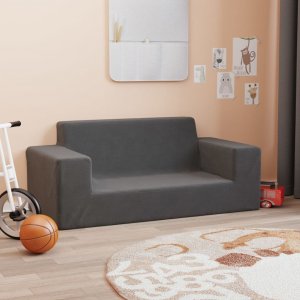 vidaXL vidaXL 2-os. sofa dla dzieci, antracytowa, miękki plusz 1