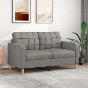 vidaXL vidaXL Sofa 2-osobowa, ciemnoszara, 140 cm, tapicerowana tkaniną 1