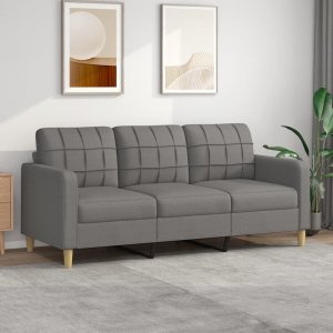 vidaXL vidaXL Sofa 3-osobowa, ciemnoszara, 180 cm, tapicerowana tkaniną 1