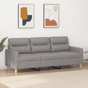 vidaXL vidaXL Sofa 3-osobowa, jasnoszara, 180 cm, tapicerowana tkaniną 1