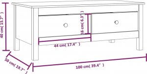 vidaXL Stolik kawowy, 100x50x40 cm, lite drewno sosnowe 9