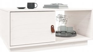 vidaXL Stolik kawowy, biały, 80x50x35,5 cm, lite drewno sosnowe 4