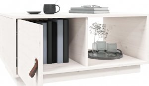 vidaXL Stolik kawowy, biały, 80x50x35,5 cm, lite drewno sosnowe 5