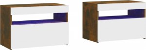 vidaXL Szafki nocne z LED, 2 szt., przydymiony dąb, 60x35x40 cm 2