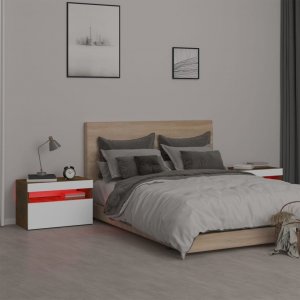 vidaXL Szafki nocne z LED, 2 szt., przydymiony dąb, 60x35x40 cm 6