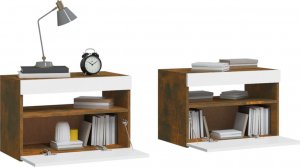 vidaXL Szafki nocne z LED, 2 szt., przydymiony dąb, 60x35x40 cm 7