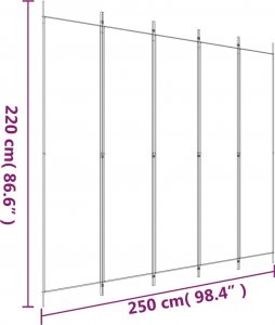 vidaXL vidaXL Parawan 5-panelowy, brązowy, 250x220 cm, tkanina 8