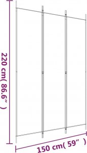 vidaXL vidaXL Parawan 3-panelowy, czarny, 150x220 cm, tkanina 8