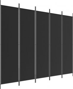 vidaXL vidaXL Parawan 5-panelowy, czarny, 250x200 cm, tkanina 2