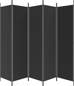 vidaXL vidaXL Parawan 5-panelowy, czarny, 250x200 cm, tkanina 4