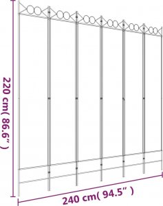 vidaXL vidaXL Parawan 6-panelowy, biały, 240x220 cm, tkanina 8