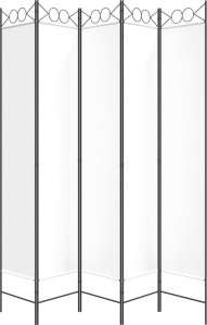 vidaXL vidaXL Parawan 5-panelowy, biały, 200x220 cm, tkanina 4