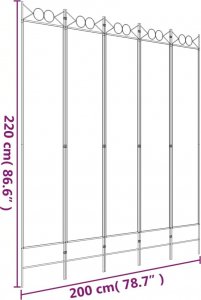 vidaXL vidaXL Parawan 5-panelowy, biały, 200x220 cm, tkanina 8