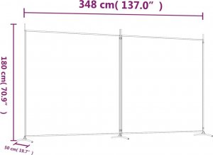 vidaXL vidaXL Parawan 2-panelowy, brązowy, 348x180 cm, tkanina 8